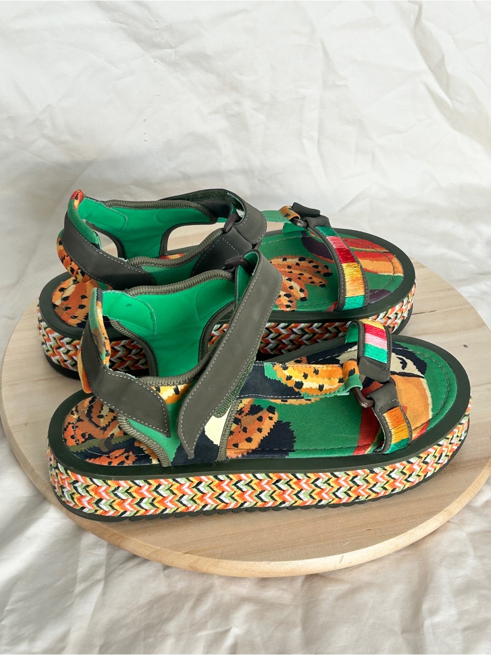 Farm Rio Womens Toucan Tropical Platform Sandals Adjustable 10 - Picture 3 of 8